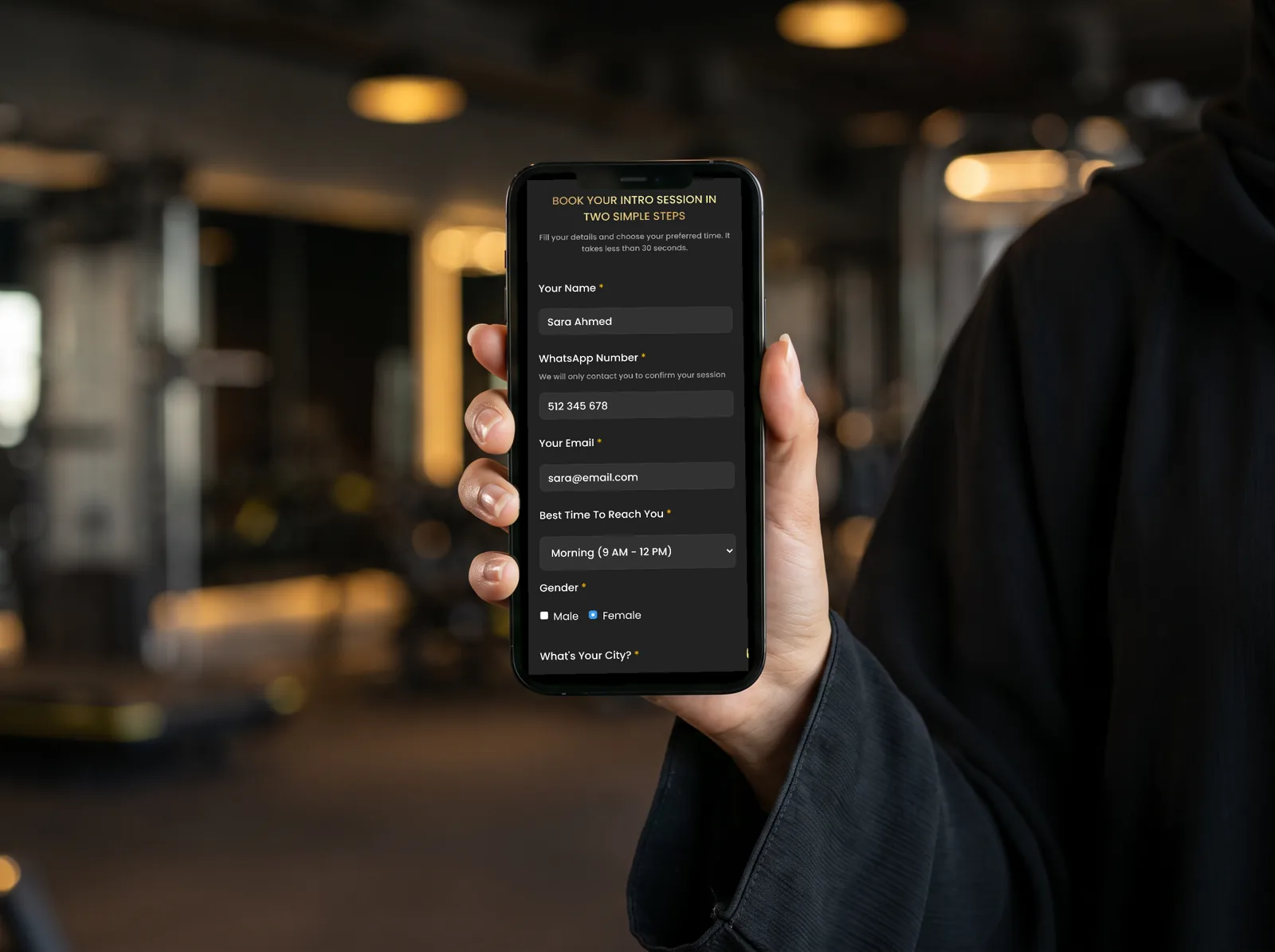 Booking a Fast Fit intro session on a phone